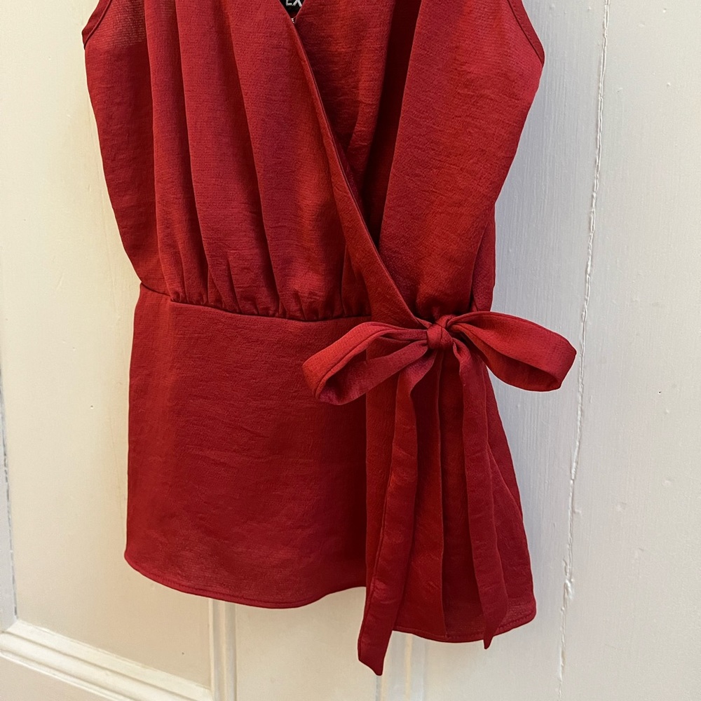 Express Ruby Red Crisscross Back Wrap Top - image 3